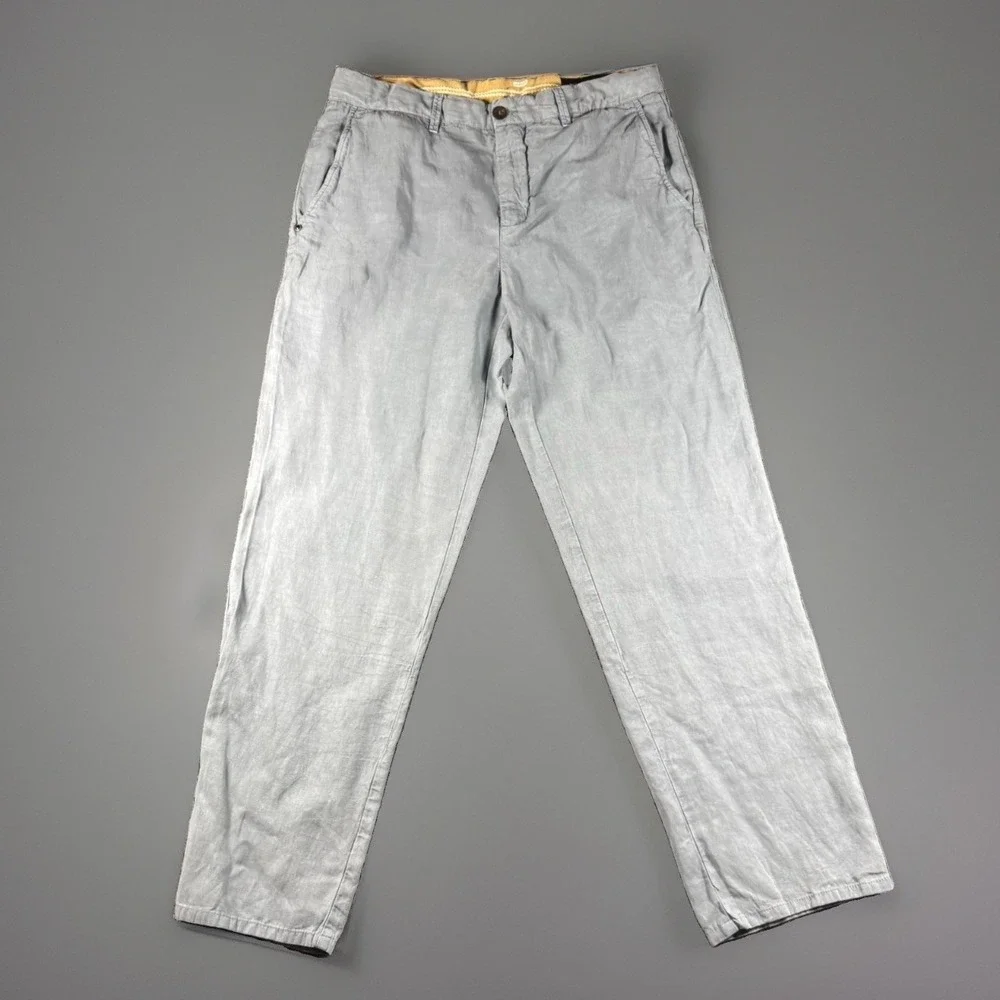 WHITESAND Italy Men's Linen Lyocell Blend Chino Pants Light Blue Gray Size 48 32